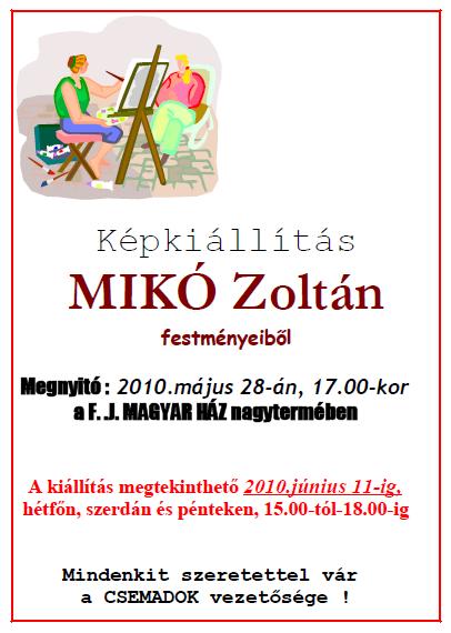 Képkiállítás Mikó Zoltán festményeiből