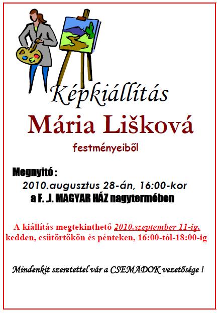 Képkiállítás Mária Lišková festményeiből