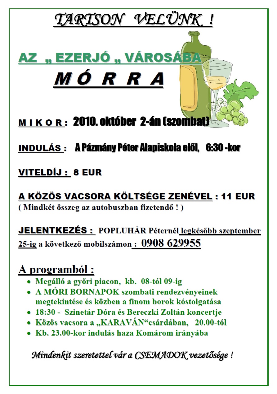 TARTSON   VELÜNK  AZ  " EZERJÓ " VÁROSÁBA   M Ó  R  R  A
