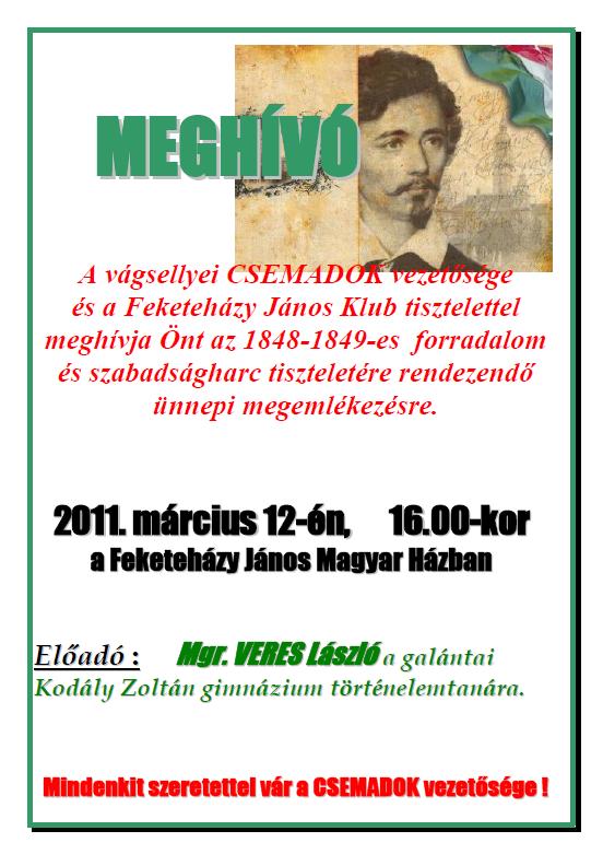Megemlékezés: 1848-1849-es forradalom és szabadságharc