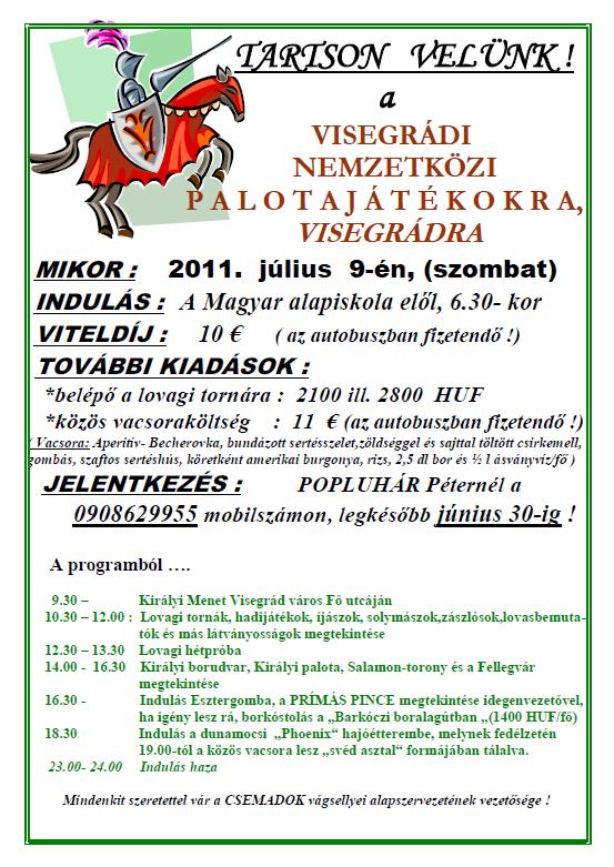 VISEGRÁDI NEMZETKÖZI P A L O T A J Á T É K O K