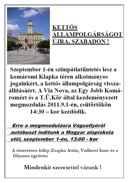 KETTŐS ÁLLAMPOLGÁRSÁGOT ÚJRA, SZABADON !