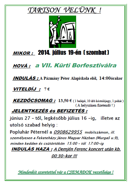 TARTSON VELÜNK A 7. KÜRTI BORFESZTIVÁLRA !