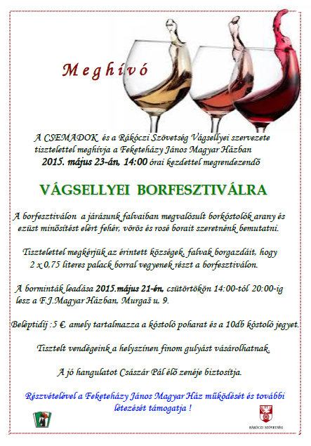 M e g h í v ó   a   VÁGSELLYEI BORFESZTIVÁLRA.