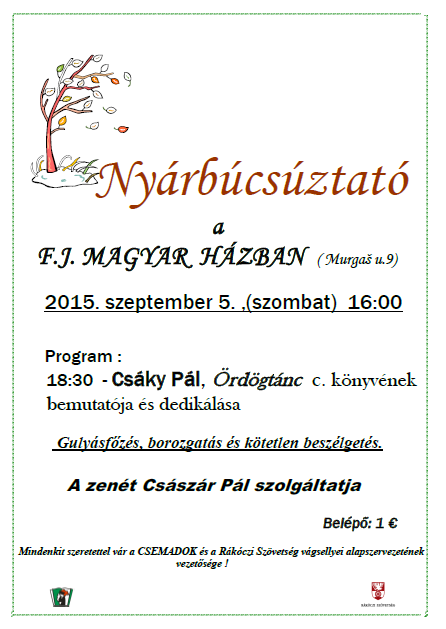 Nyárbúcsúztató a Feketeházy János Magyar Házban
