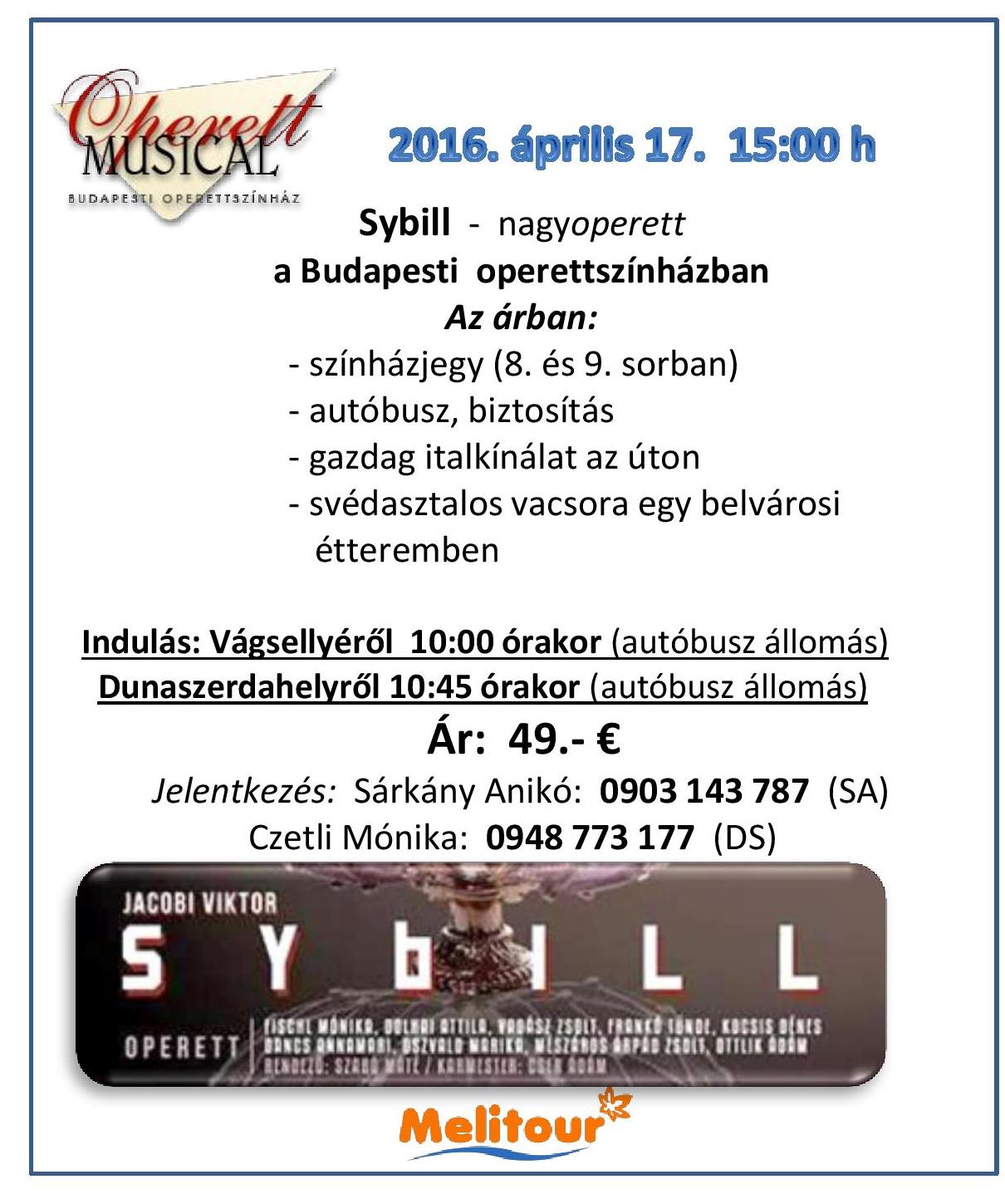 Sybill operett  Budapesti Operettszínház