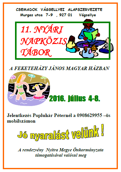 11. NYÁRI NAPKÖZIS TÁBOR