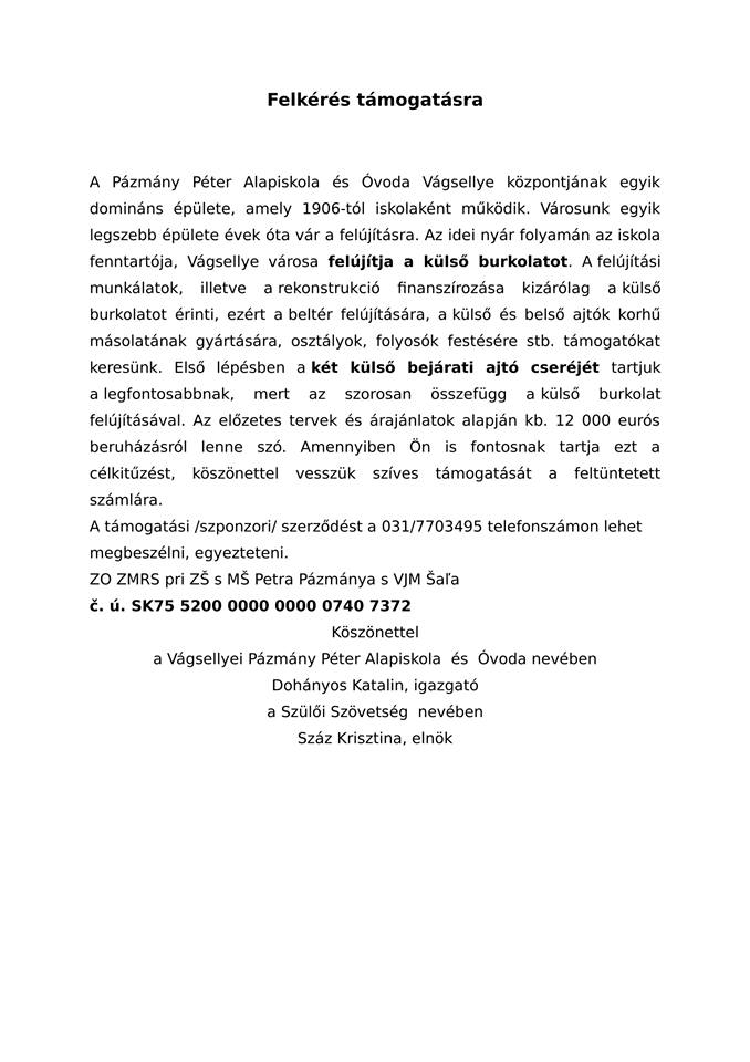 Támogassuk az iskola felújítását!