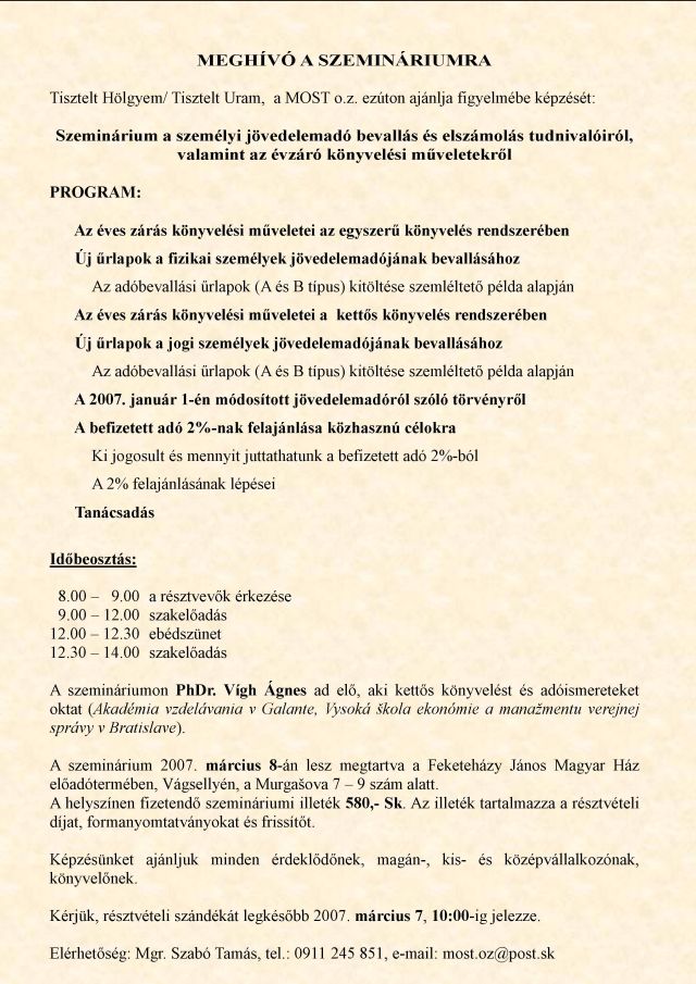 Előadás adóügyekről vállalkozóknak