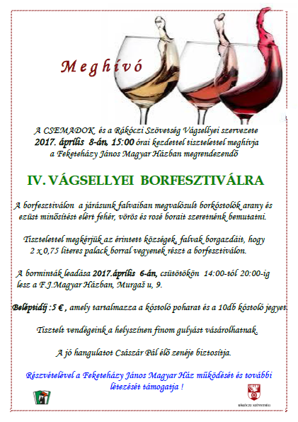 IV. VÁGSELLYEI BORFESZTIVÁL - Meghívó