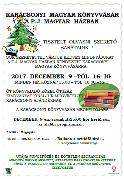 Karácsonyi könyvvásár a Feketeházy János Magyar Házban