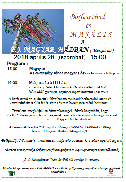 Borfesztivál és Majális a Feketeházy János Magyar Házban