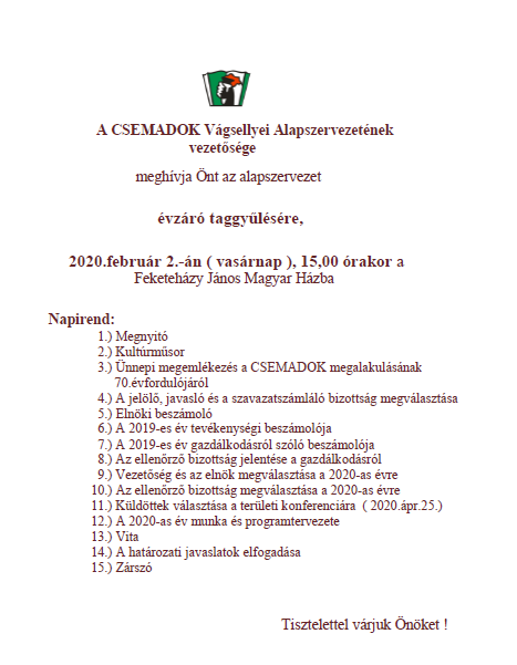CSEMADOK évzáró 2020