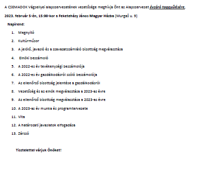 CSEMADOK évzáró 2023